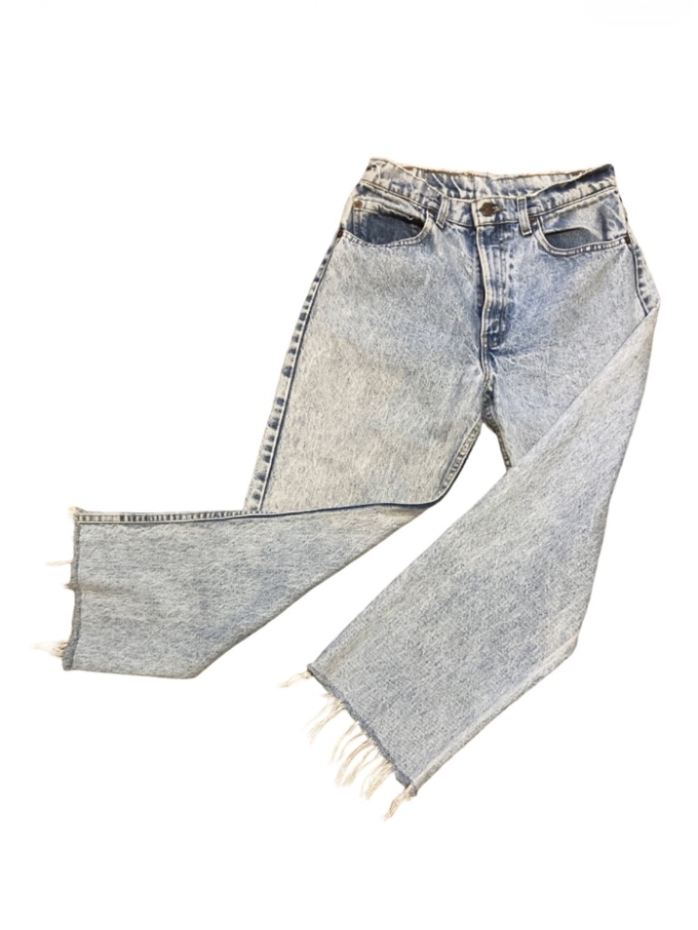 Vintage 80s Levi's 505 100% Cotton Acid Wash Crop Jeans Sz 29-30, USA Made, 1983